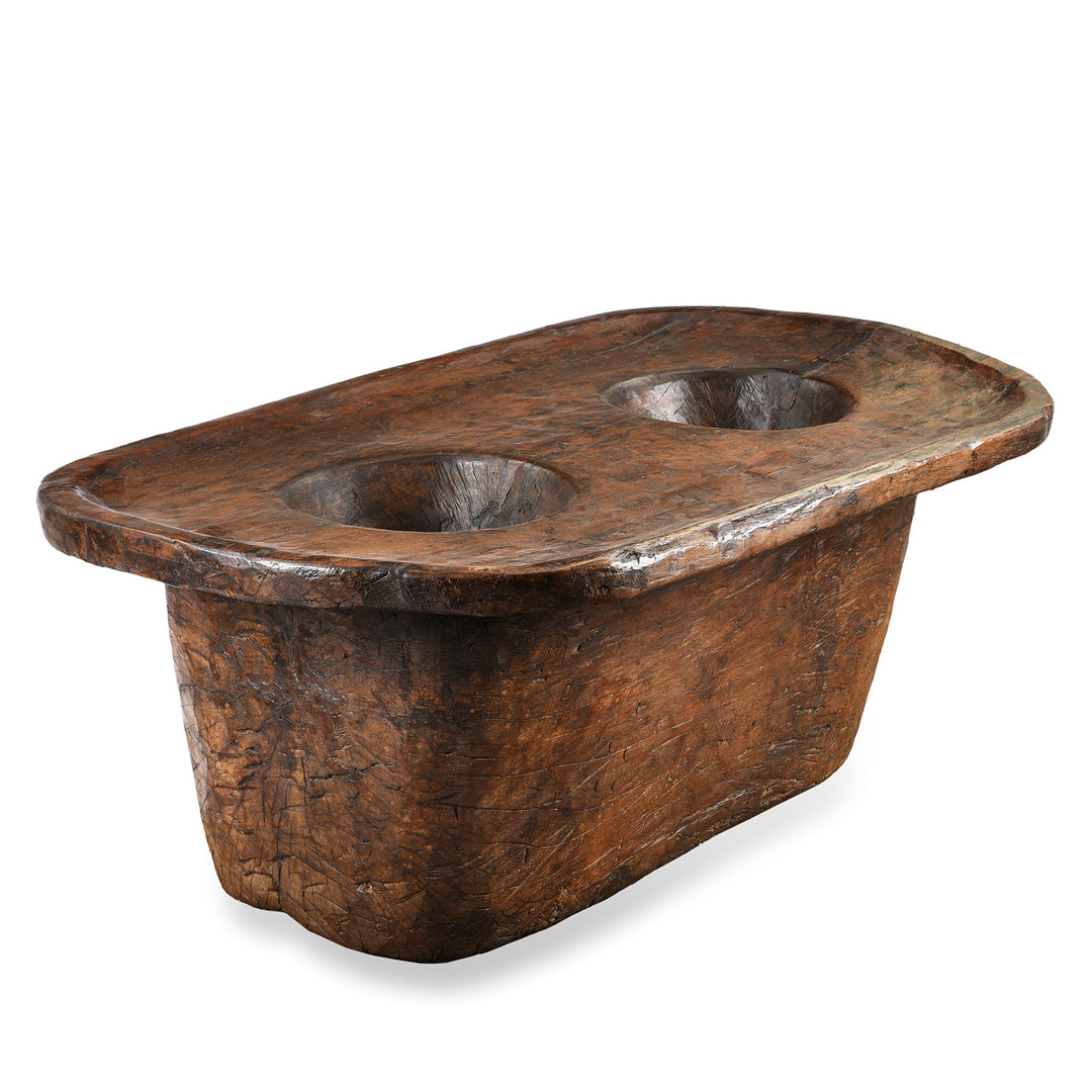 Antique Tribal Teak Wood Mortar From Nagaland | Indigo Antiques