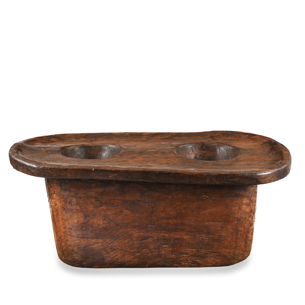 Antique Tribal Teak Wood Mortar From Nagaland | Indigo Antiques