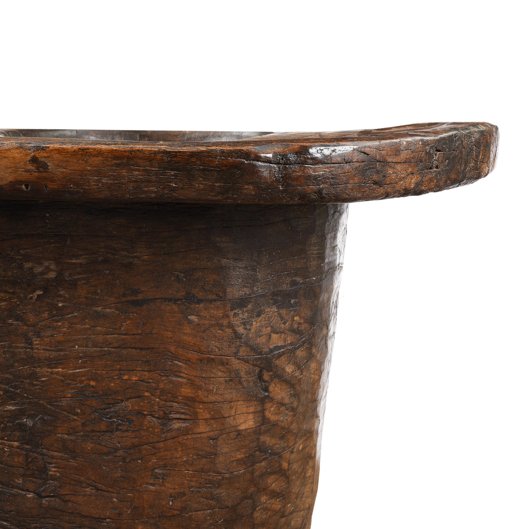 Antique Tribal Teak Wood Mortar From Nagaland | Indigo Antiques