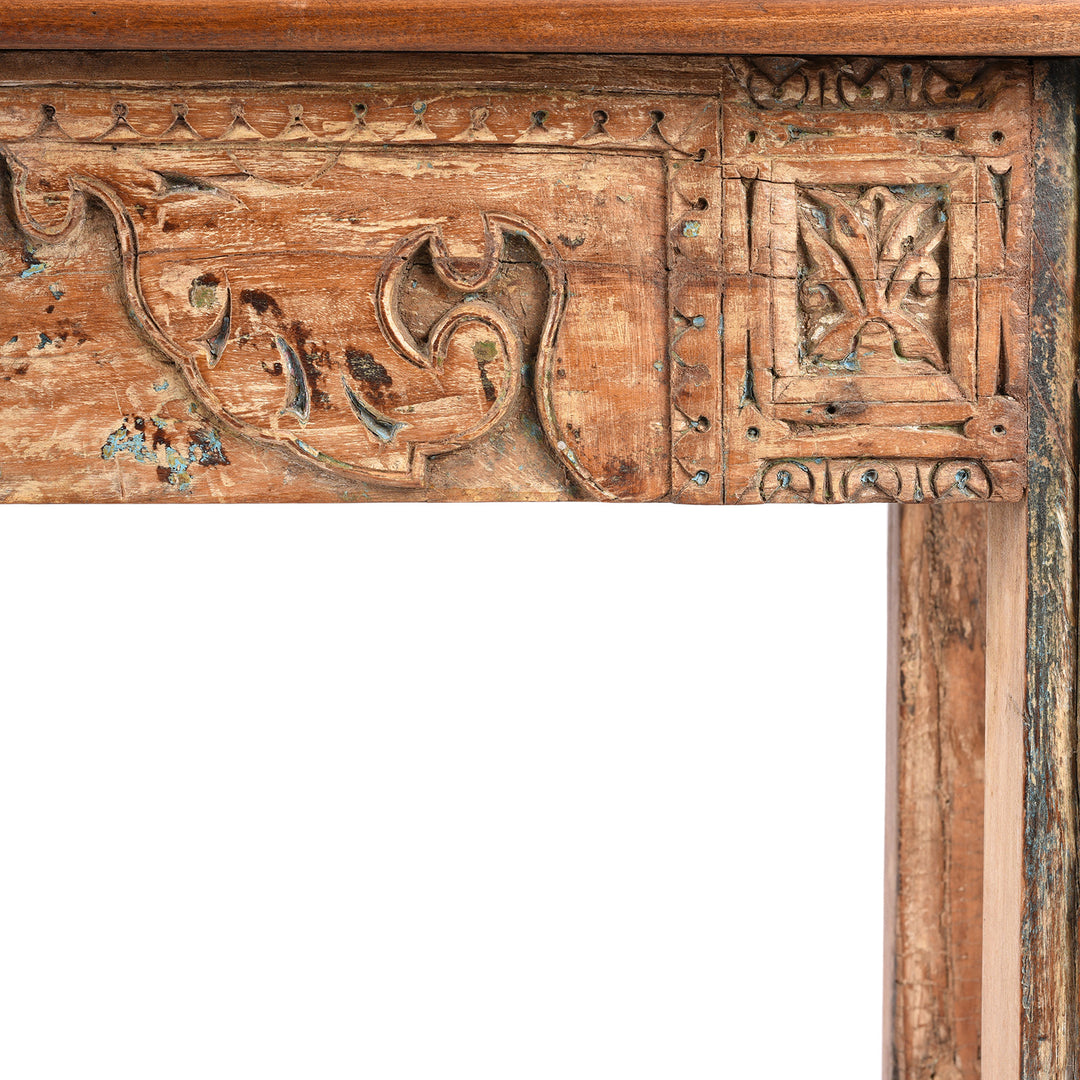 Carving Detail From Painted Reclaimed Teak Console Table | Indigo Antiques