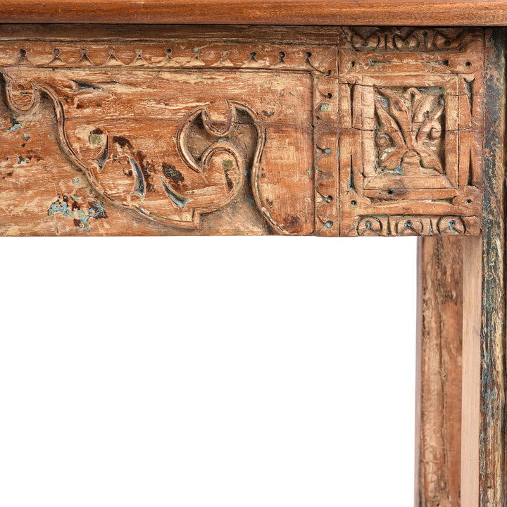 Carving Detail From Painted Reclaimed Teak Console Table | Indigo Antiques