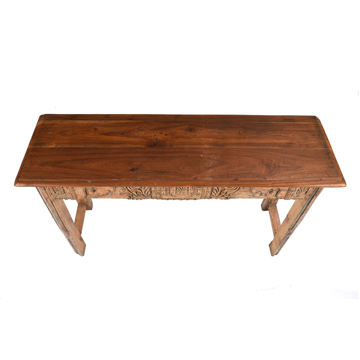 Top Down View Of Painted Reclaimed Teak Console Table | Indigo Antiques
