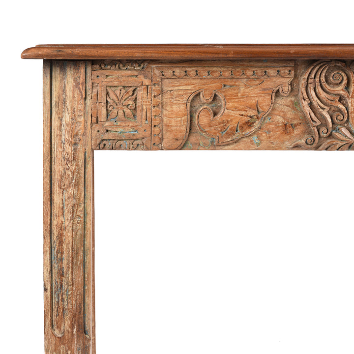 Corner Detail From Painted Reclaimed Teak Console Table | Indigo Antiques