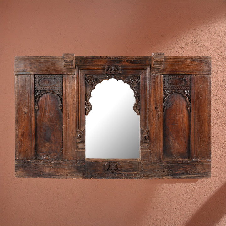 Antique Carved Teak Mirror From Pratapgargh - Early 19th Century | Indigo Antiques