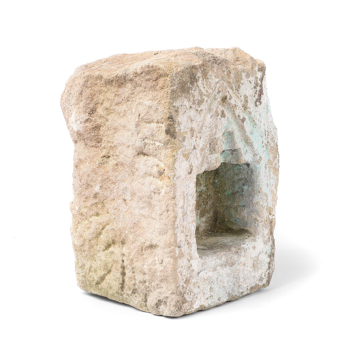 Angled View Of Antique Stone Lamp Niche From Gujarat - 19th Century | Indigo Antiques