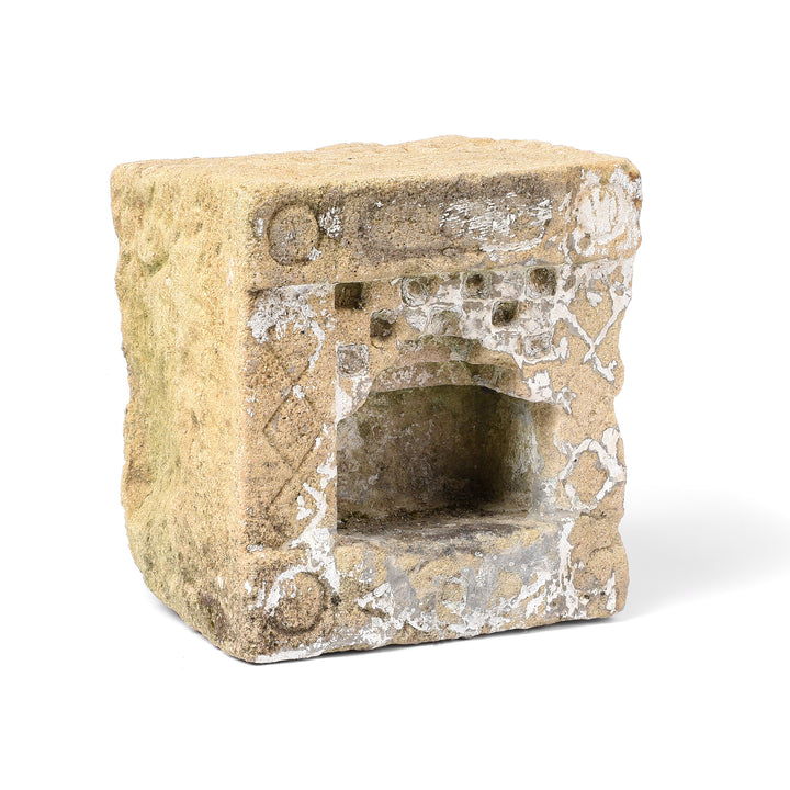 Angled View Of Antique Stone Lamp Niche From Gujarat - 19th Century | Indigo Antiques