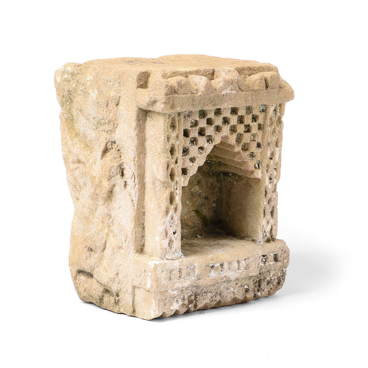 Angled View Of Antique Stone Lamp Niche From Gujarat - 19th Century | Indigo Antiques