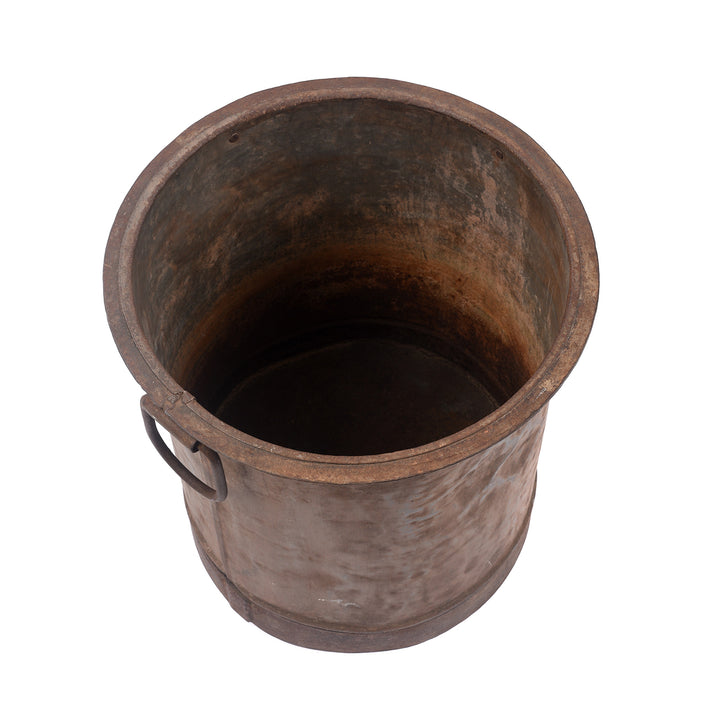 Interior View Of Vintage Galvanised Water Pot Planter - Ca 75 Yrs Old | Indigo Antiques