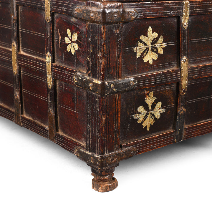 Leg Detail From Antique Teak Merchants Box From Rajasthan | Indigo Antiques