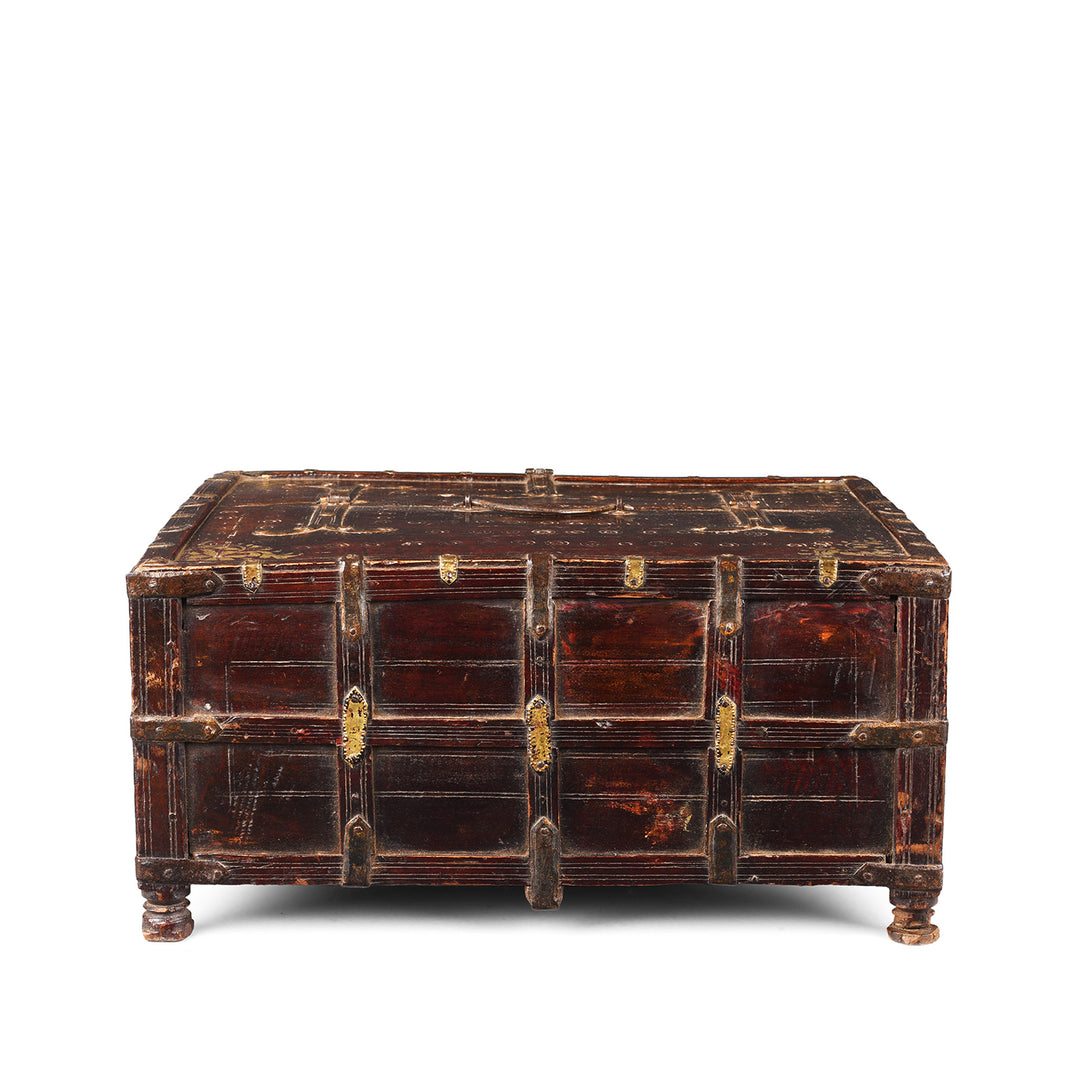 Back Of Antique Teak Merchants Box From Rajasthan | Indigo Antiques