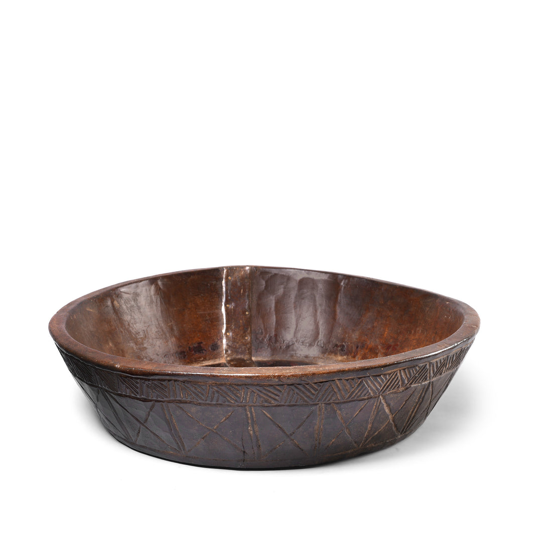 Old Carved Cedar Bowl From Himachal Pradesh - Ca 1930's | Indigo Antiques