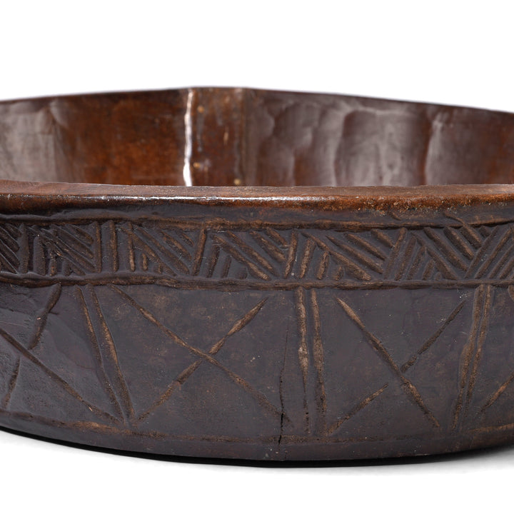 Old Carved Cedar Bowl From Himachal Pradesh - Ca 1930's | Indigo Antiques
