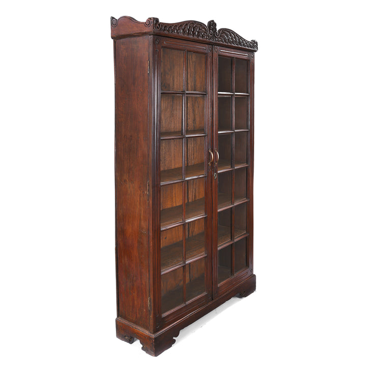 Angled View Of Teak Glazed Book Cabinet - 19th Century | Indigo Antiques