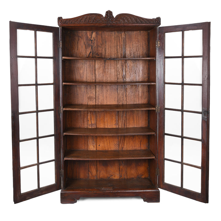 Open View Of Teak Glazed Book Cabinet - 19th Century | Indigo Antiques