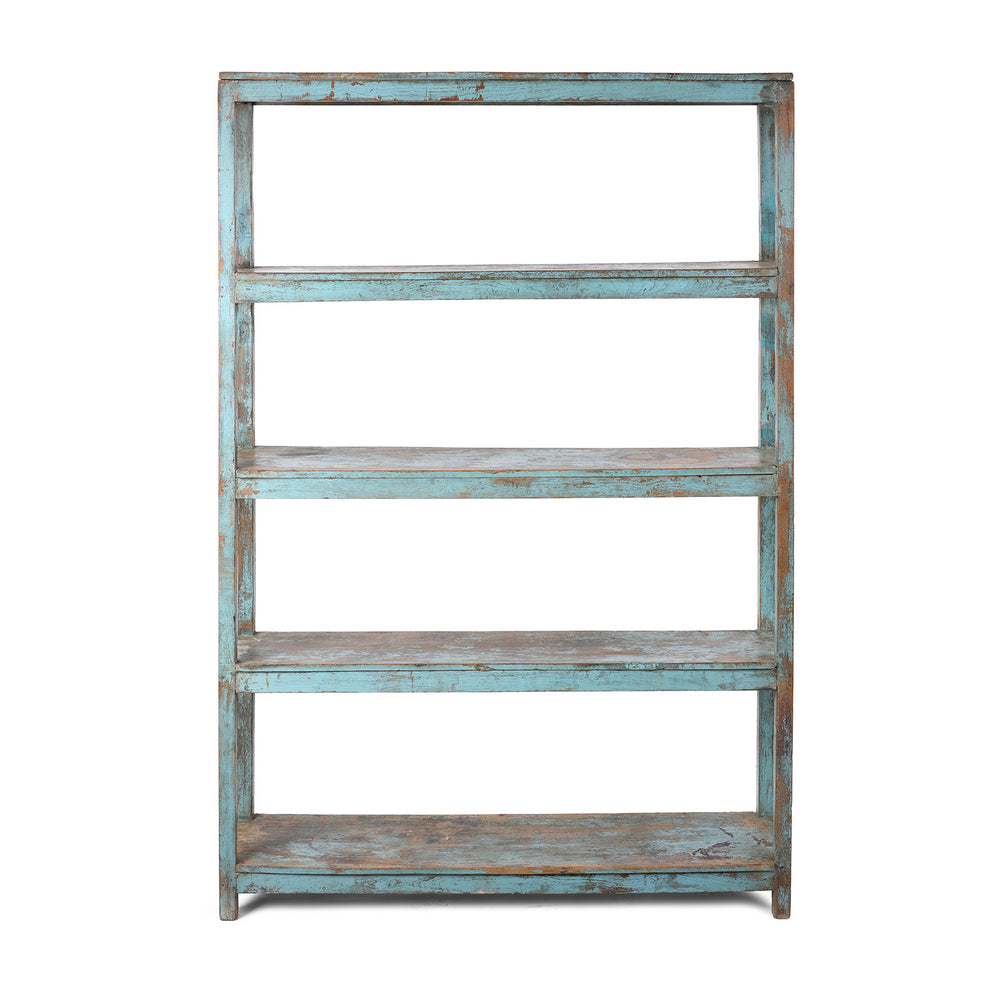 Vintage Blue Painted Indian Teak Shelf  | Indigo Antiques