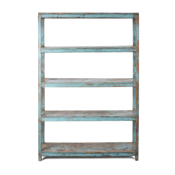 Vintage Blue Painted Indian Teak Shelf  | Indigo Antiques