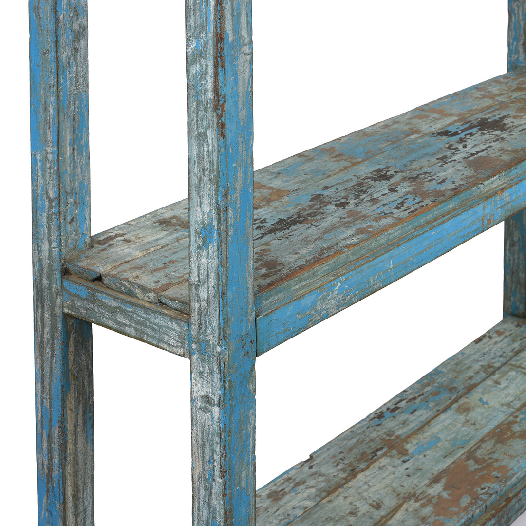 Frame Detail From Antique Blue Painted Teak Shelf From Gujarat - Ca 1930| Indigo Antiques