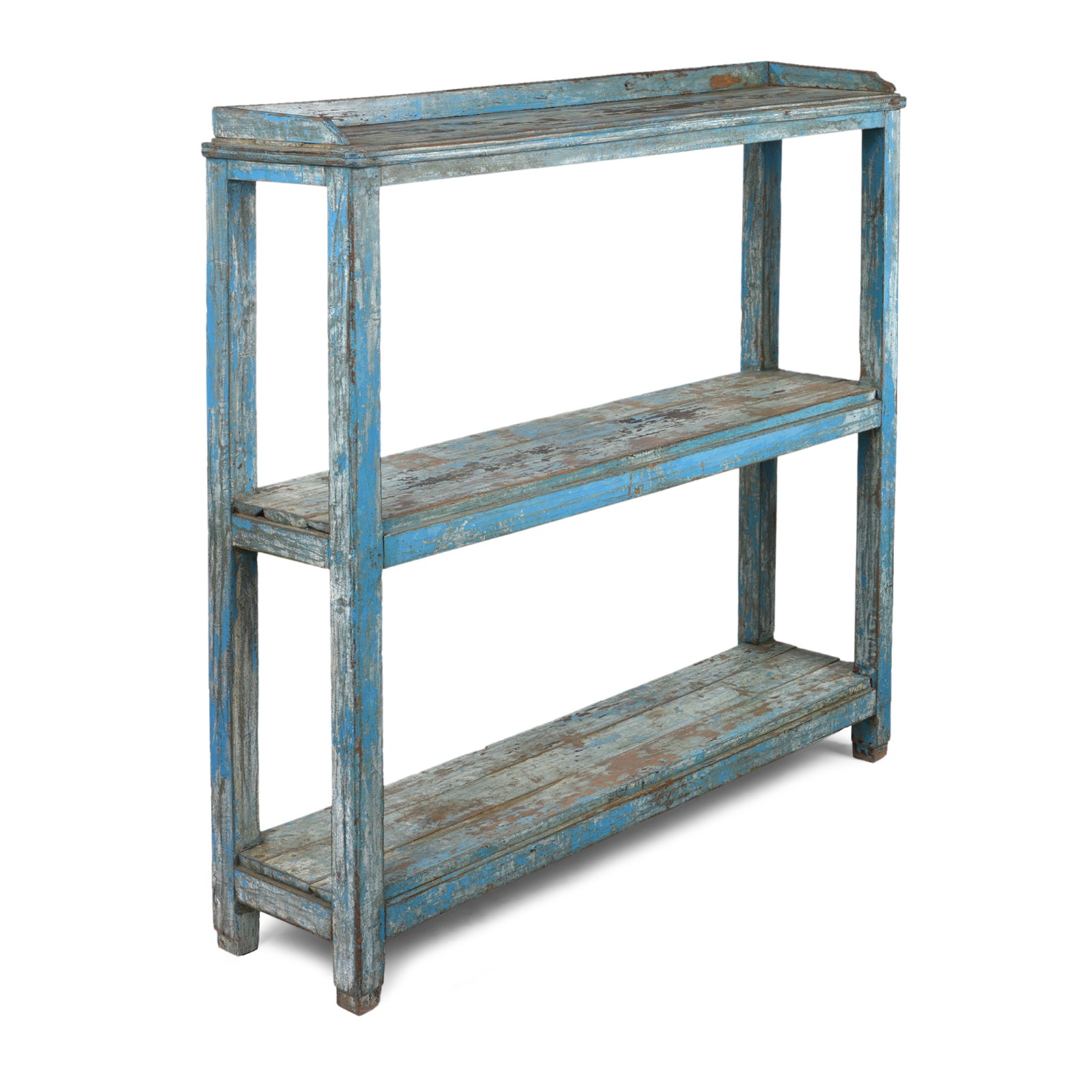 Antique Blue Painted Teak Shelf From Gujarat - Ca 1930| Indigo Antiques