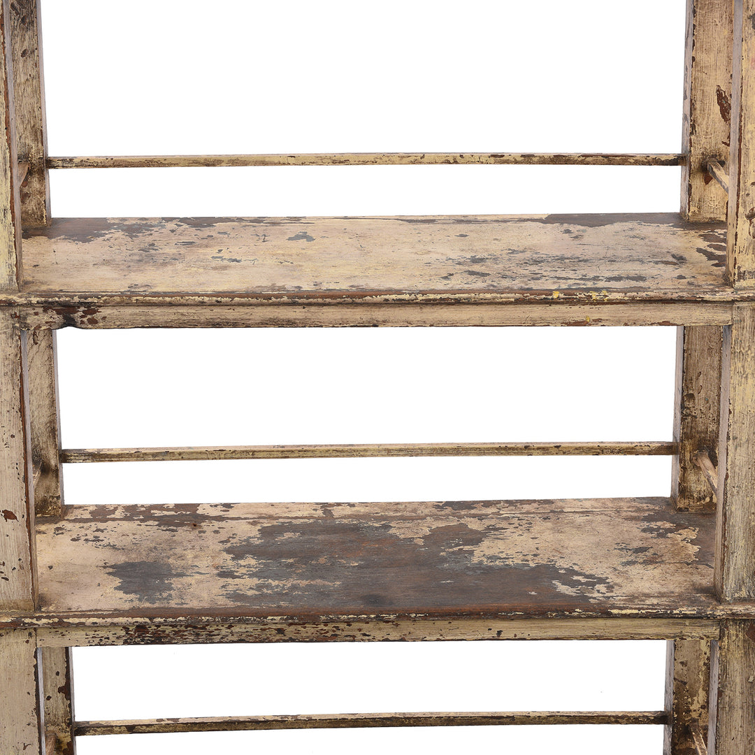 Vintage Cream Painted Teak Shelf From Gujarat | Indigo Antiques