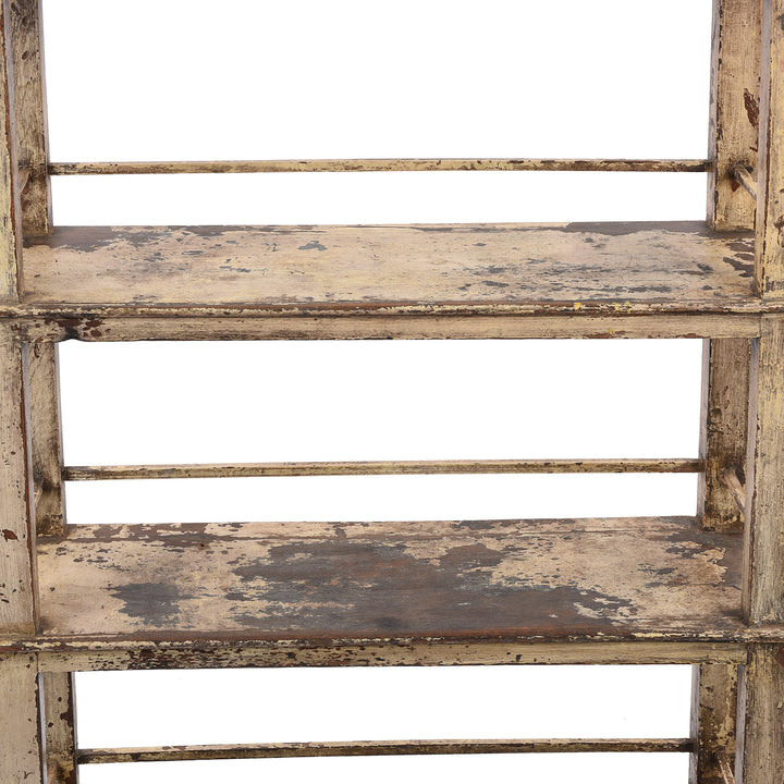 Vintage Cream Painted Teak Shelf From Gujarat | Indigo Antiques