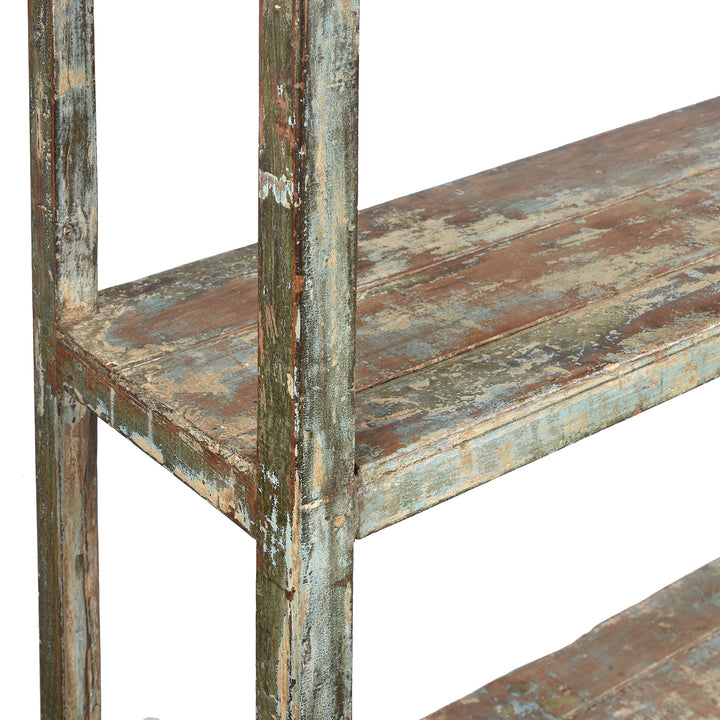 Vintage Green Painted Indian Teak Shelf - Ca 1930 | Indigo Antiques