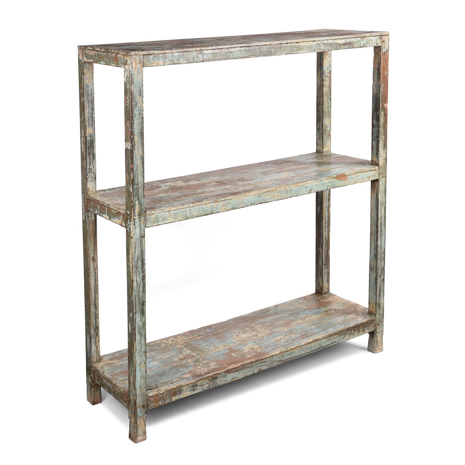 Vintage Green Painted Indian Teak Shelf - Ca 1930 | Indigo Antiques