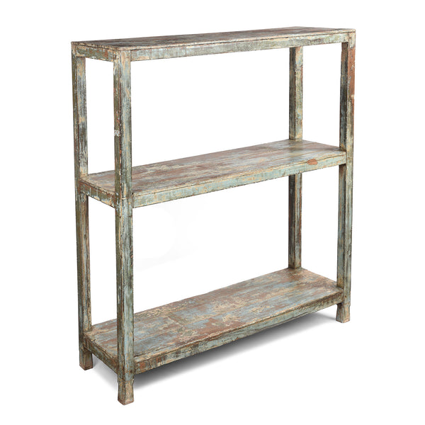 Vintage Green Painted Indian Teak Shelf - Ca 1930