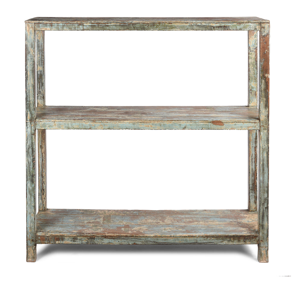 Vintage Green Painted Indian Teak Shelf - Ca 1930 | Indigo Antiques