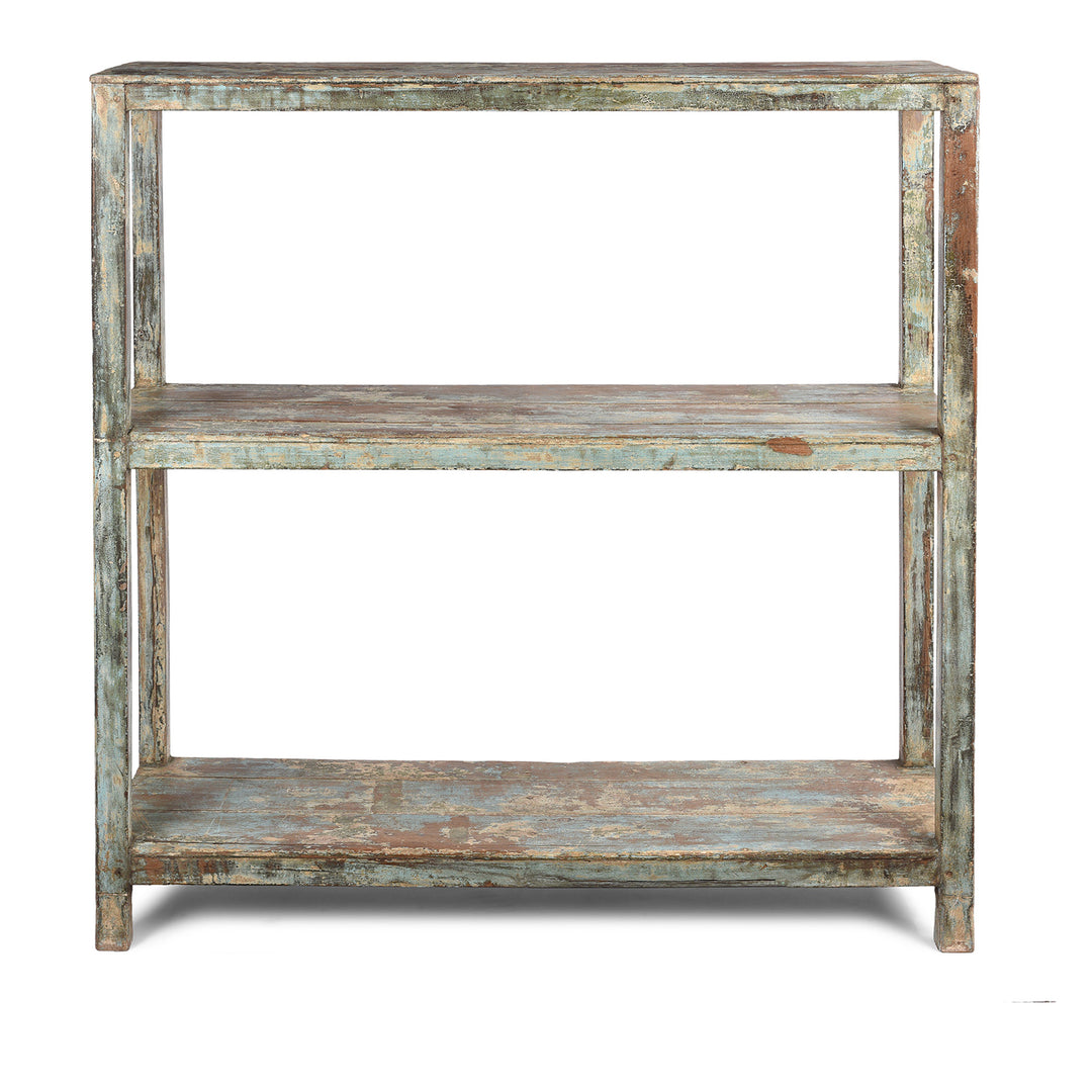 Vintage Green Painted Indian Teak Shelf - Ca 1930 | Indigo Antiques
