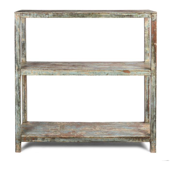 Vintage Green Painted Indian Teak Shelf - Ca 1930 | Indigo Antiques