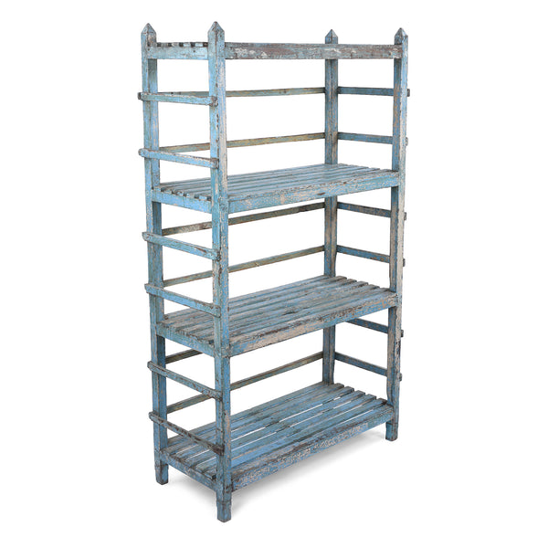 Slatted Blue Painted Shelf From Gujarat - Ca 1930 Slatted Blue Painted Shelf From Gujarat - Ca 1930