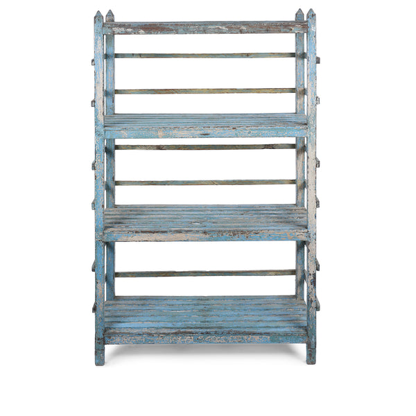 Slatted Blue Painted Shelf From Gujarat - Ca 1930 Slatted Blue Painted Shelf From Gujarat - Ca 1930
