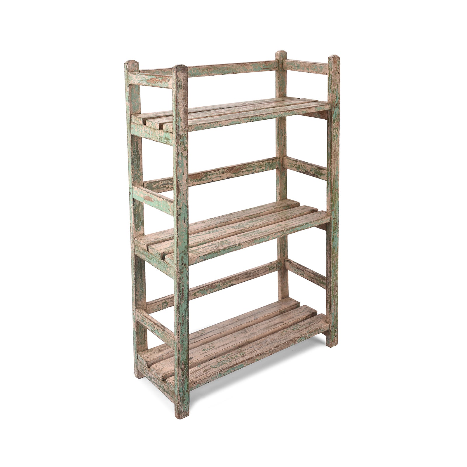 Vintage Green Painted Indian Teak Shelf - Ca 1930 | Indigo Antiques
