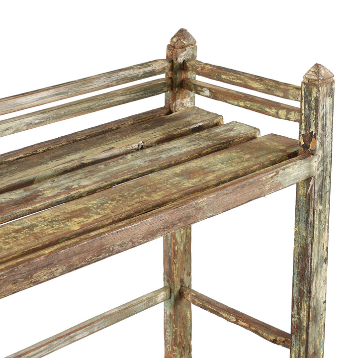 Depth Detail From Antique Indian Green Painted Teak Shelf | Indigo Antiques