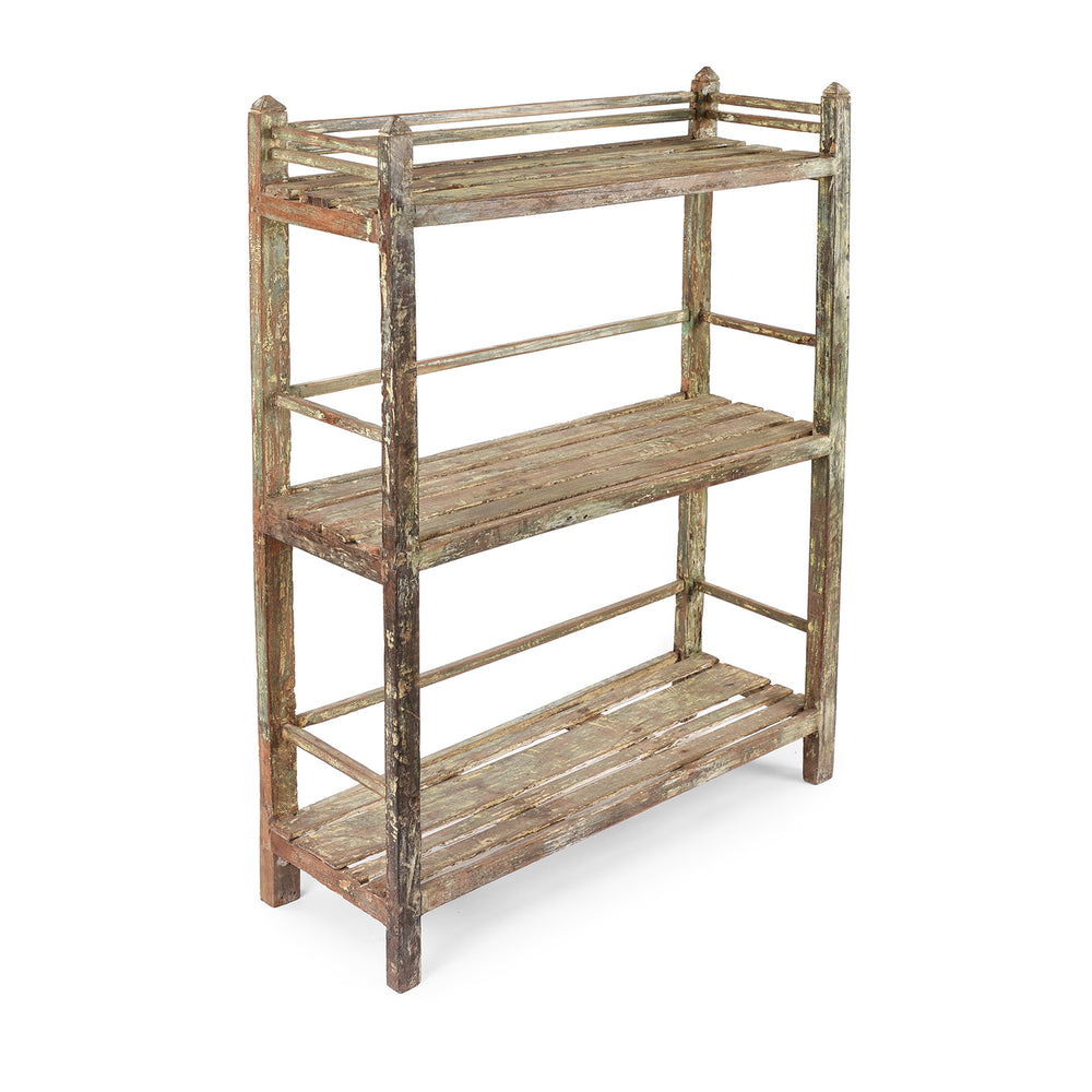 Antique Indian Green Painted Teak Shelf | Indigo Antiques