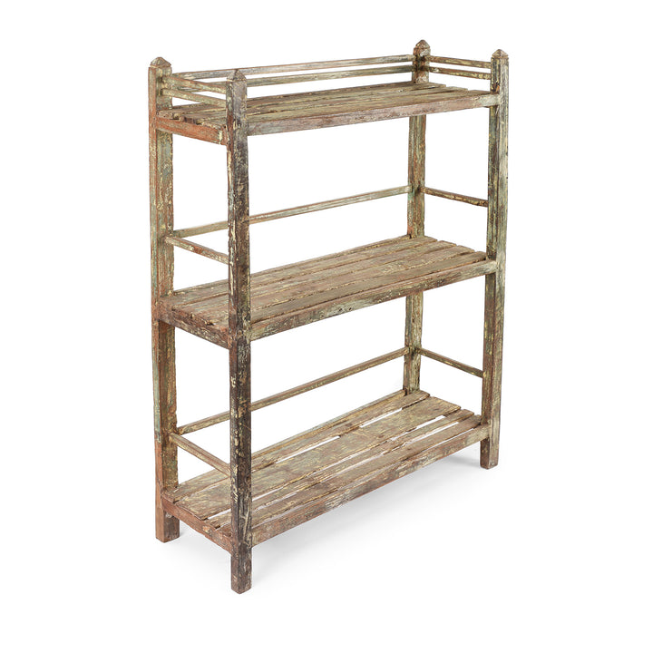 Antique Indian Green Painted Teak Shelf | Indigo Antiques