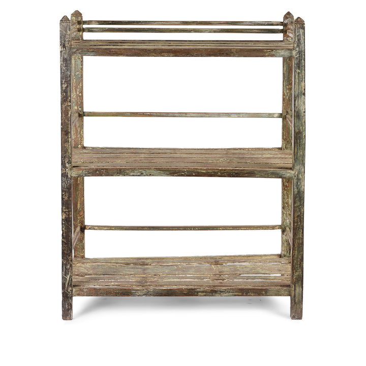 Antique Indian Green Painted Teak Shelf | Indigo Antiques