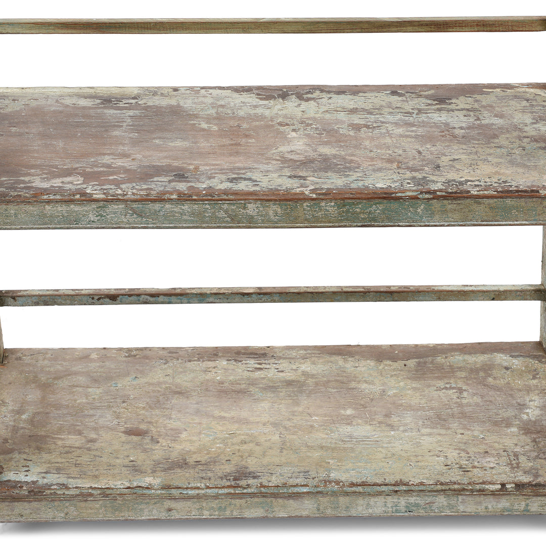 Detail From Vintage Blue Painted Indian Teak Shelf | Indigo Antiques