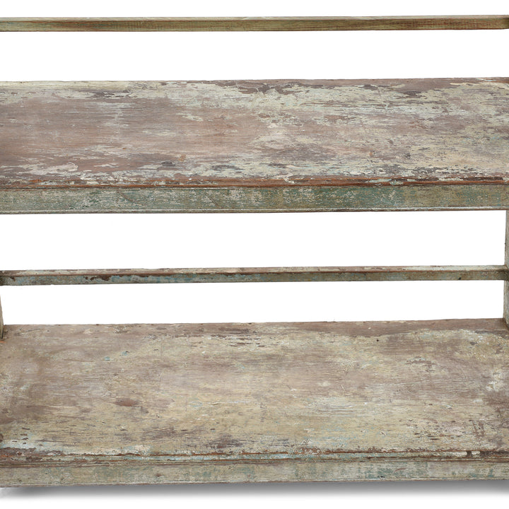 Detail From Vintage Blue Painted Indian Teak Shelf | Indigo Antiques