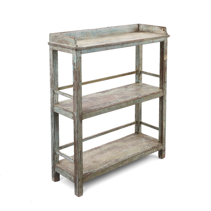 Vintage Blue Painted Indian Teak Shelf | Indigo Antiques