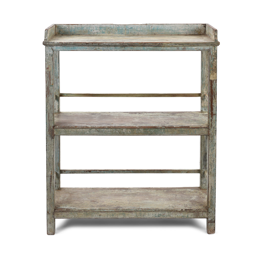 Vintage Blue Painted Indian Teak Shelf | Indigo Antiques
