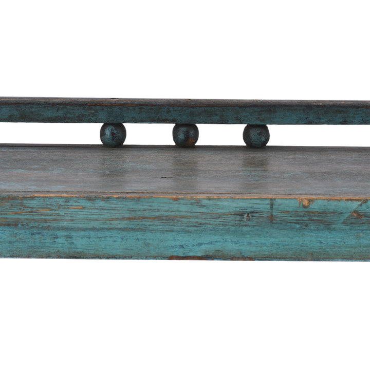 Detail From Vintage Painted Indian Teak Shelf - Ca 1930 | Indigo Antiques