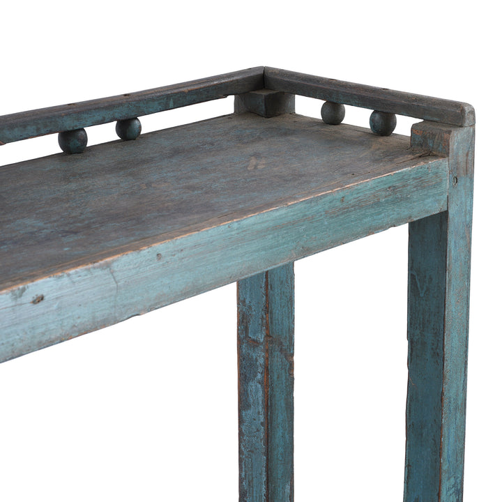 Depth Detail From Vintage Painted Indian Teak Shelf - Ca 1930 | Indigo Antiques
