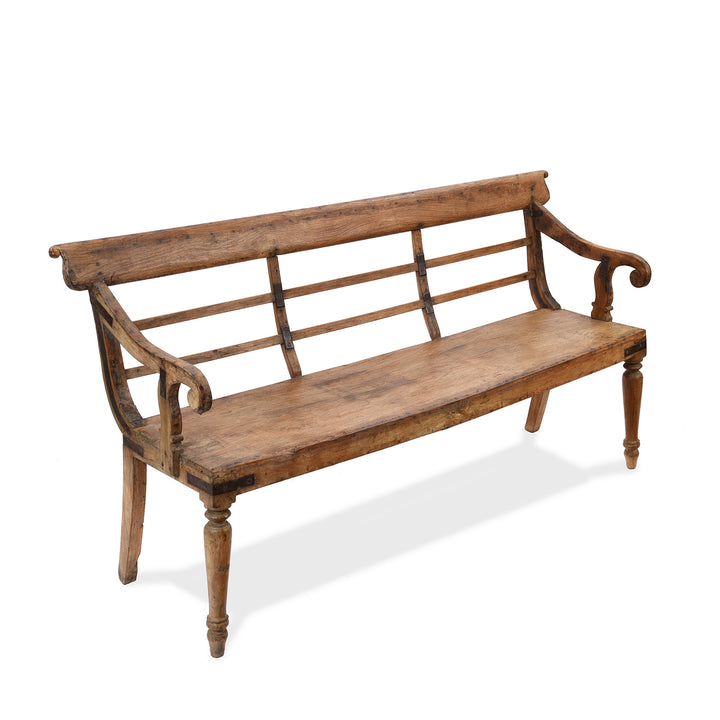 Angled View Of Antique Regency Anglo-Indian Teak Bench | Indigo Antiques