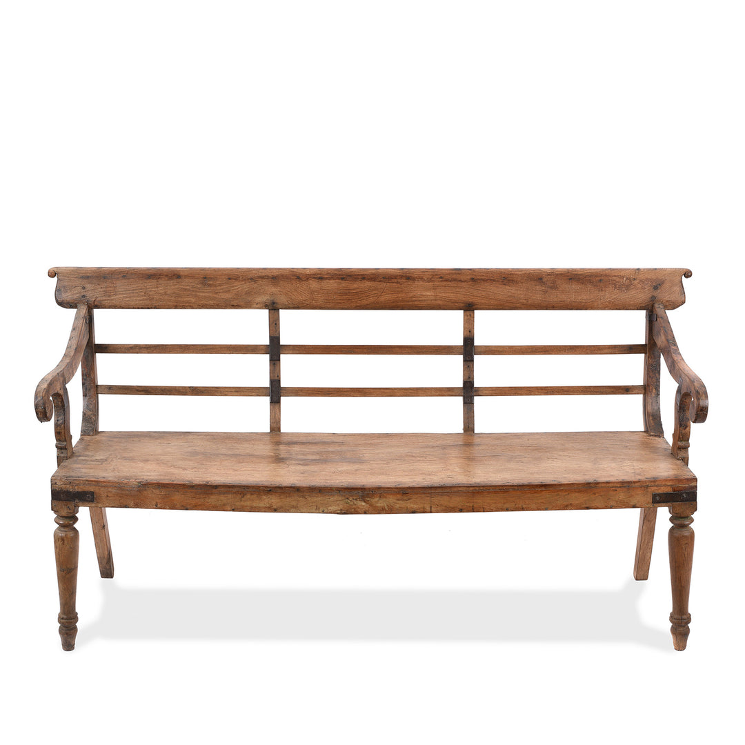 Full View Of Antique Regency Anglo-Indian Teak Bench | Indigo Antiques