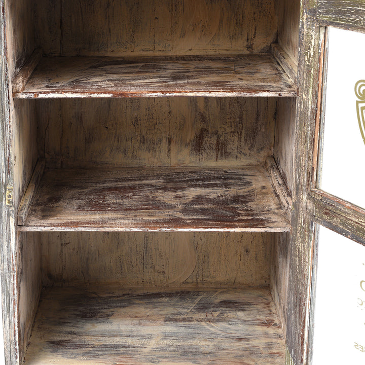Interior Of Painted Teak Glazed Wall Cabinet - Ca 1930 | Indigo Antiques