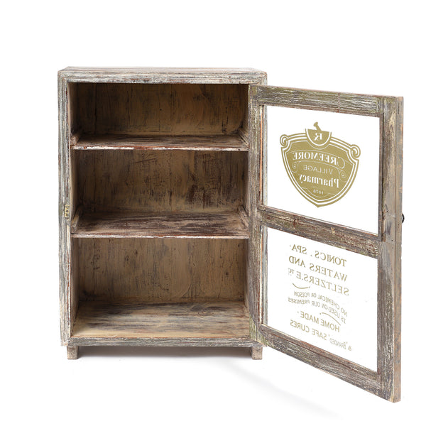 Painted Teak Glazed Side Cabinet - Ca 1930