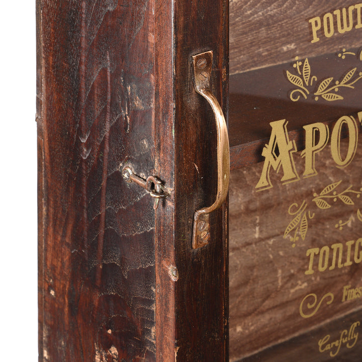 Handle Detail From Glazed Teak 'Apothecary ' Wall Cabinet From Gujarat - Ca 1930 | Indigo Antiques