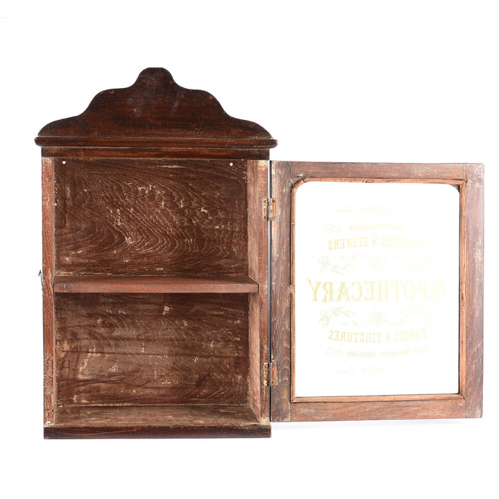 Open View Of Glazed Teak 'Apothecary ' Wall Cabinet From Gujarat - Ca 1930 | Indigo Antiques