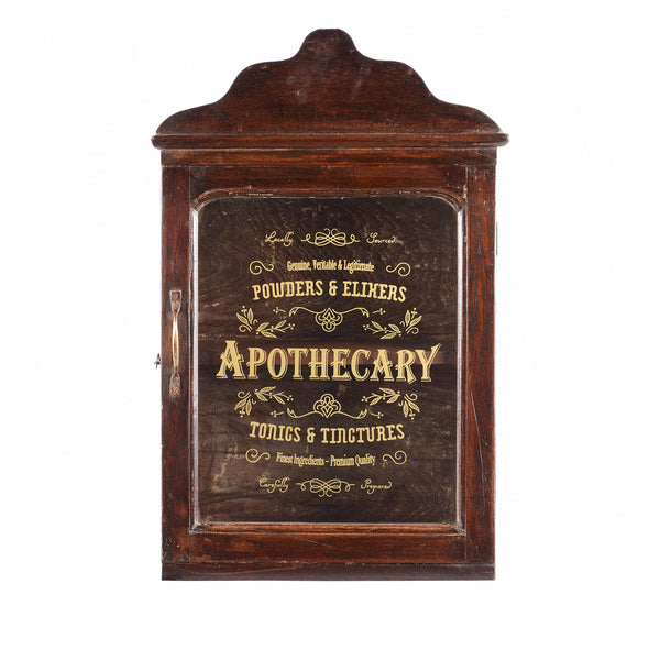 Glazed Teak 'Apothecary' Wall Cabinet From Gujarat - Ca 1930